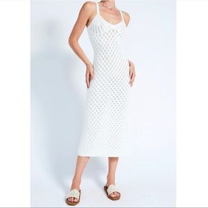 Devon Windsor XS White crochet coverup dress